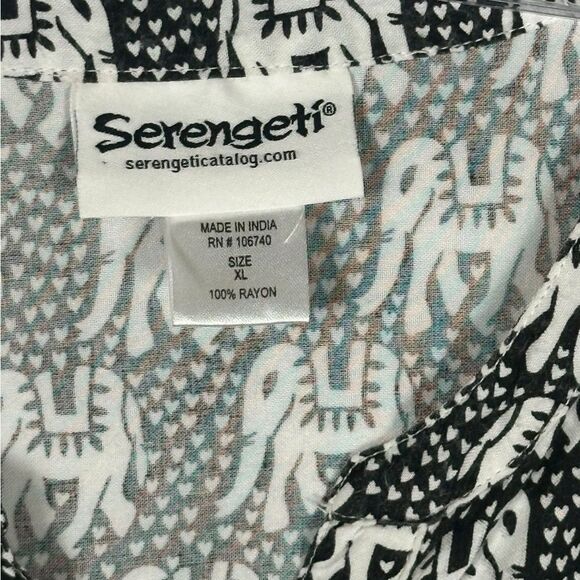 Serengeti Women’s Tunic Button Down Top All Over Elephant Print Boho Size Xl - Picture 5 of 10